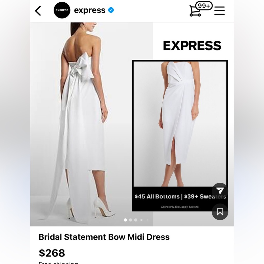 Bridal statement bow midi dress